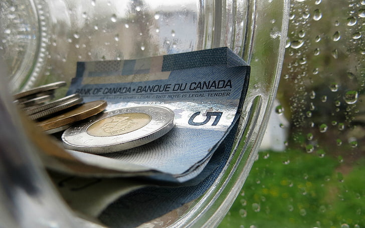 money, coins, close-up, wet, window, glass - material, selective focus, HD wallpaper