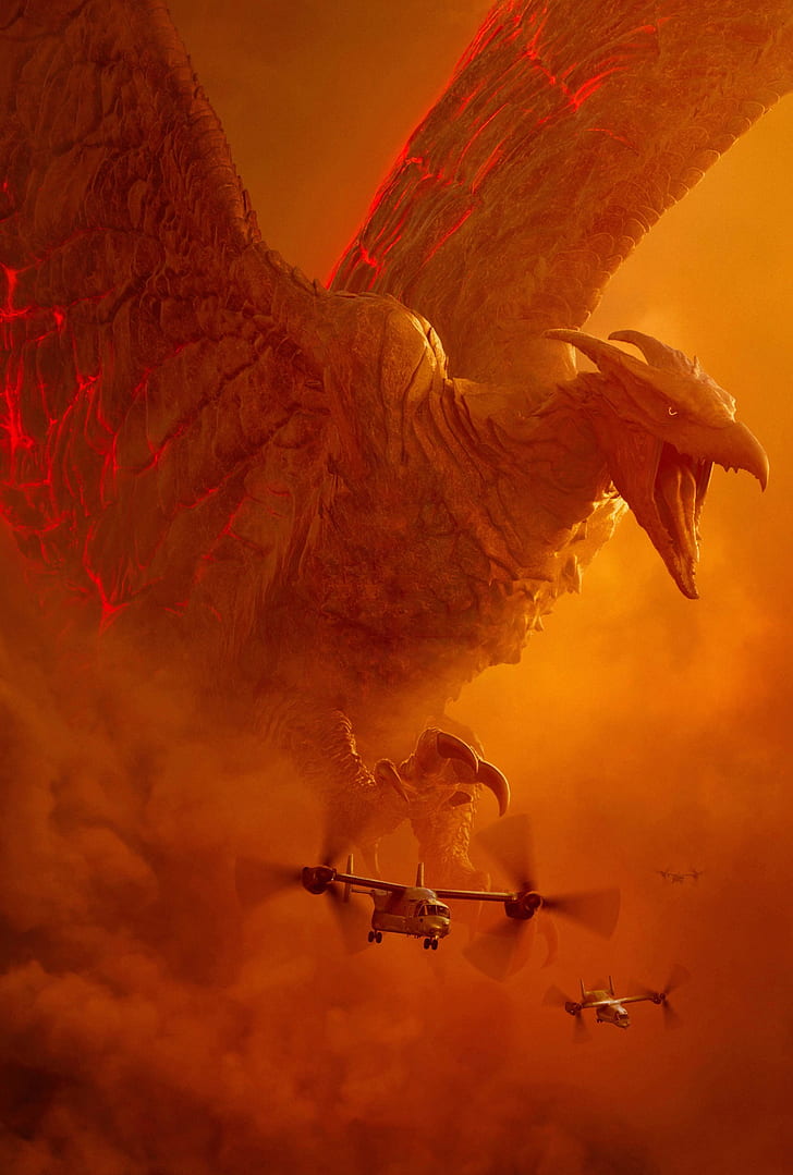 Godzilla: King of the Monsters, kaiju, movie poster, clouds, HD wallpaper