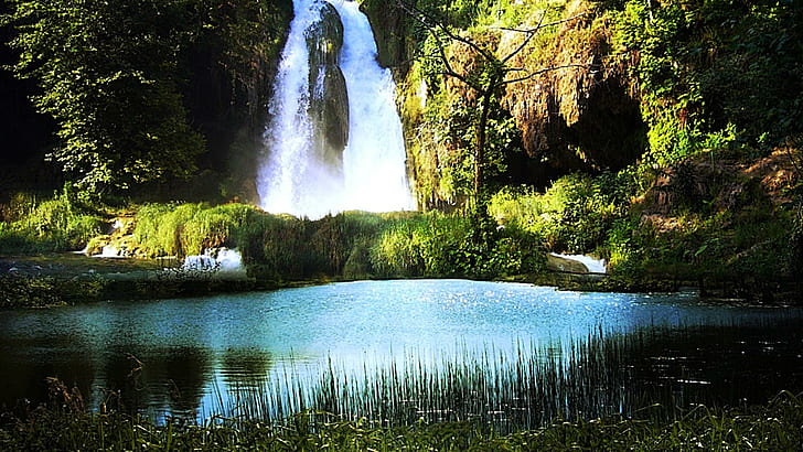 The Beauty Garden Of Waterfall, lovely, gorgeous, cool, warm, HD wallpaper