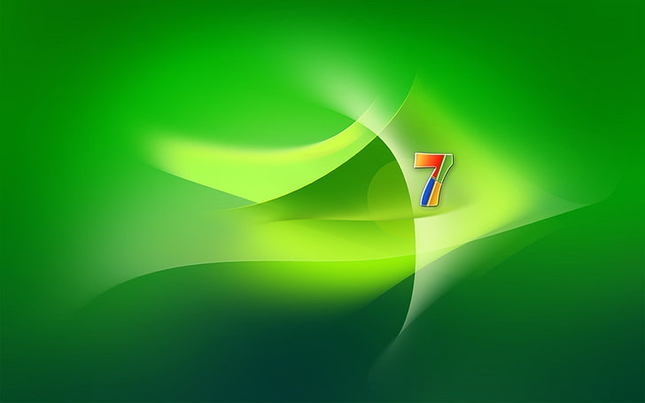 Win 7 Colorful 7, multicolored 7 logo, Computers, Windows 7, green