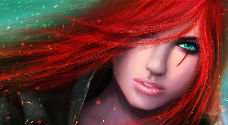 Katarina the Sinister Blade - League of Legends, red-haired game character digital wallpaper