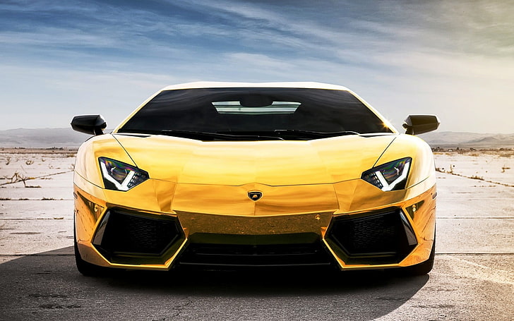 yellow Lamborghini car, Lamborghini Aventador, mode of transportation