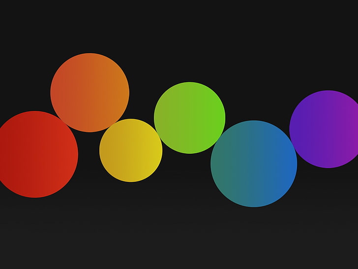 red, yellow, and blue abstract painting, circle, spectrum, minimalism, HD wallpaper