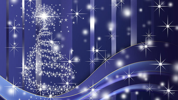 Sparkle Blue Tree, glitter, scintillate, glint, twinkle, luster, HD wallpaper