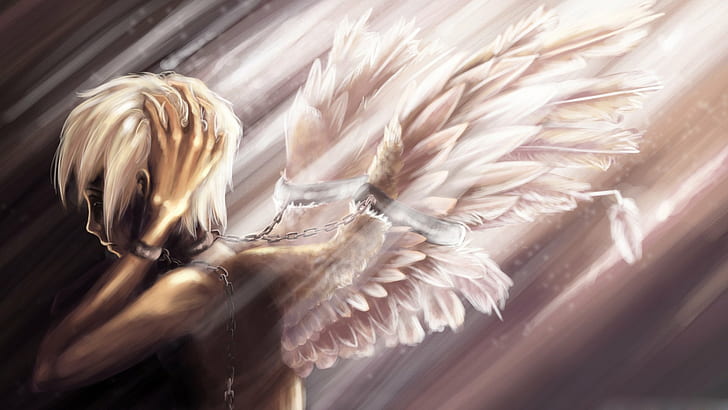 HD wallpaper: angel, anime, blond, boy, chain, wings | Wallpaper Flare