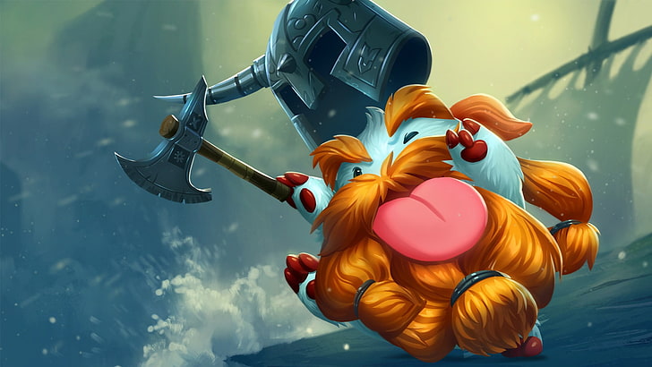 bearded man holding throwing ax wallpaper, League of Legends
