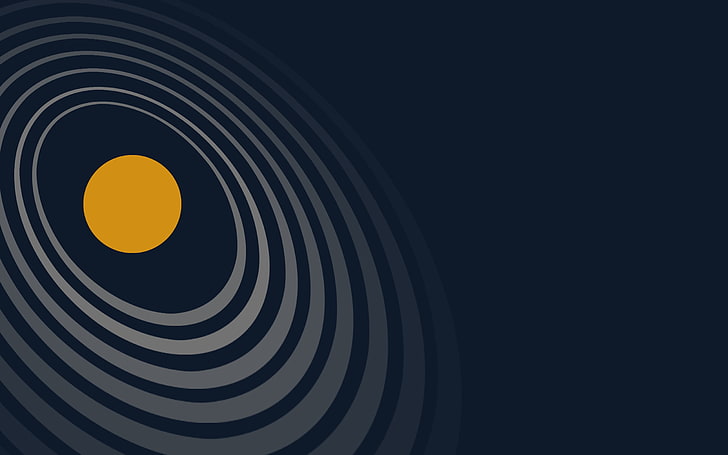 yellow sphere wallpaper, Solar System, minimalism, abstract, space art, HD wallpaper