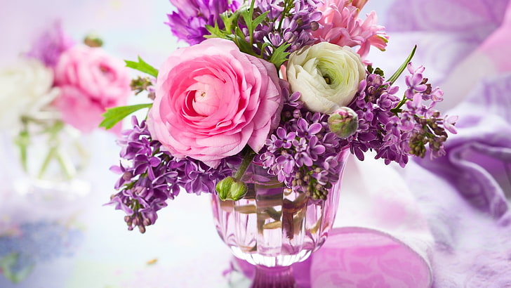 flower arrangement, bouquet, decoration, flowers, rose, pink, HD wallpaper
