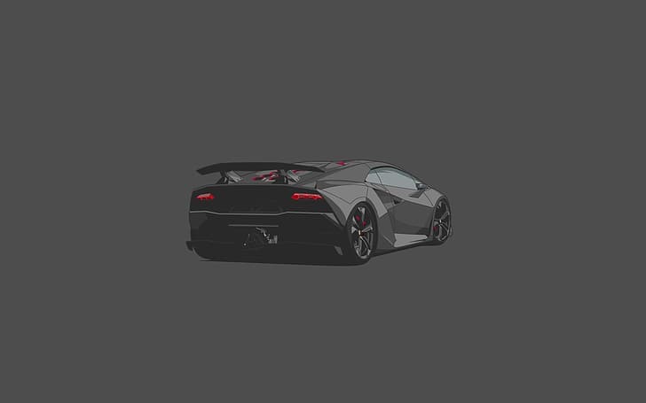 Lamborghini, Car, Grey, Sesto Elemento, Rear, Minimalistic
