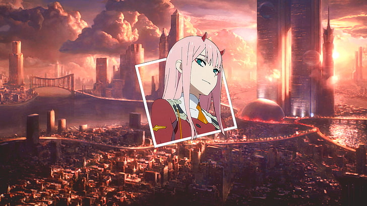 anime, Zero Two (Darling in the FranXX), picture-in-picture, HD wallpaper