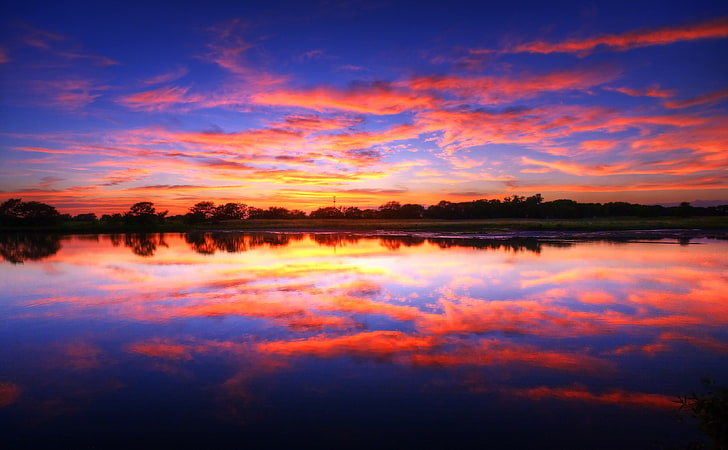 Pastel Sunset, calm body of water, United States, Kansas, Travel