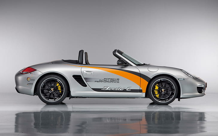 Porsche Boxter E 3, gray and orange convertible coupe die cast toy car