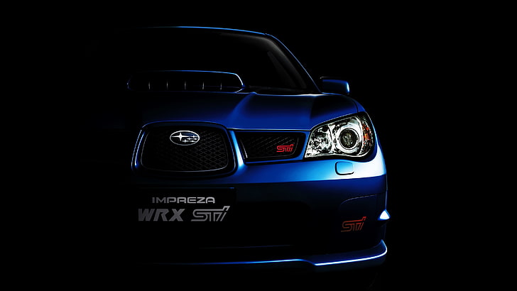 blue Subaru Impreza WRX, background, 2006, STi, car, land Vehicle