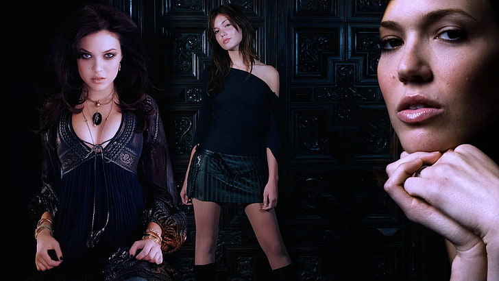 actress, singer, leather skirts, doorways, Mandy Moore, women, HD wallpaper
