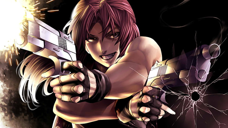 Black Lagoon, Revy, anime girls, one person, women, looking at camera