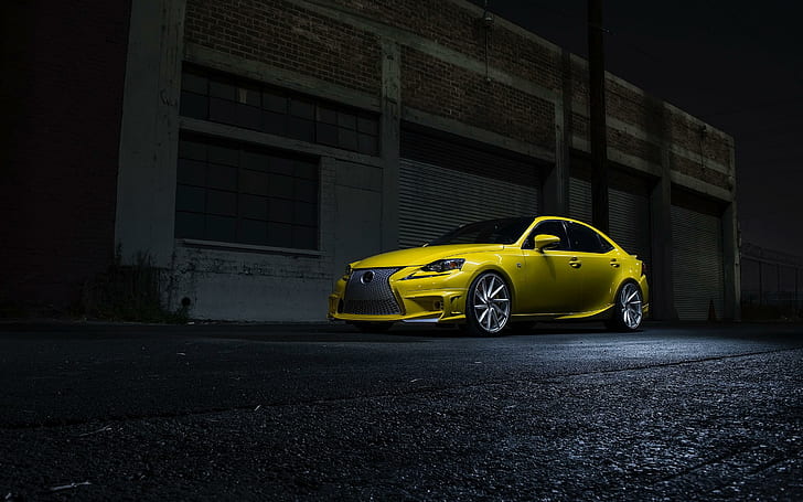 2014 Lexus IS 350 F Sport by Vossen Wheels, yellow sedan, cars, HD wallpaper