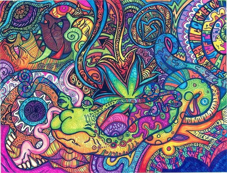 surreal, abstract, drugs, LSD, artwork, HD wallpaper