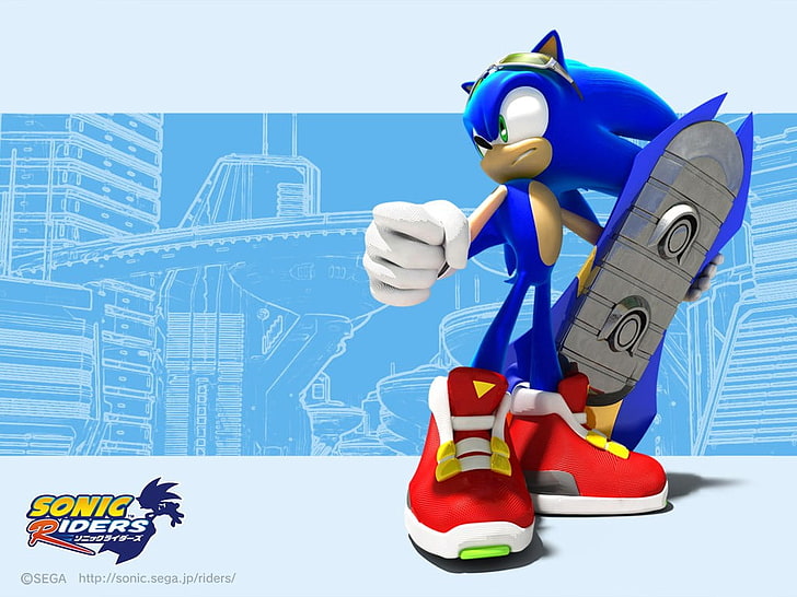Sonic animated illustration, Sonic Riders, Sonic the Hedgehog, HD wallpaper