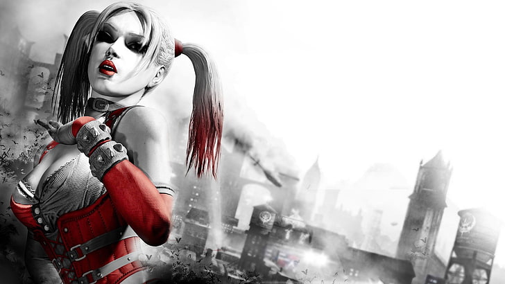 female character poster, Batman: Arkham City, Harley Quinn, Joker, HD wallpaper