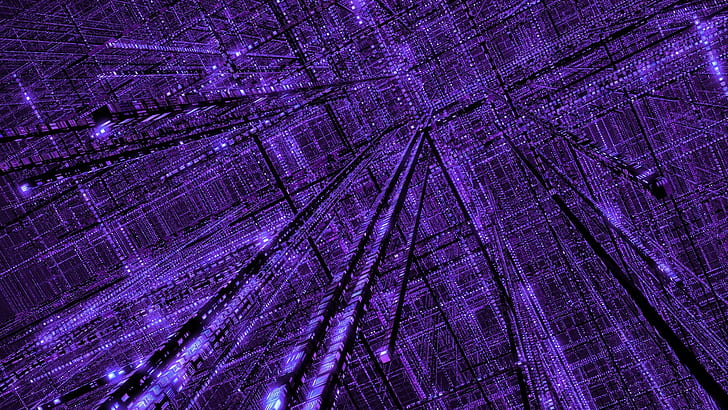 3D, Digital Blasphemy, 3D Abstract, purple, grid, glowing, HD wallpaper