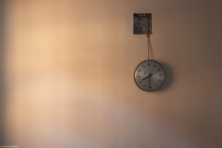 clocks, wall, broken, IBM, wires, time, indoors, wall - building feature