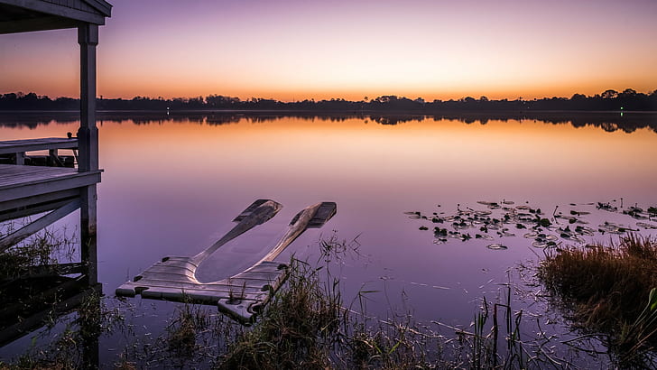 landscape photo of lake during sunset, cane, orlando, florida, cane, orlando, florida, HD wallpaper