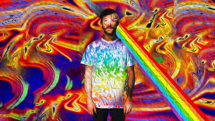 psychedelic, trippy, colorful, multi colored, one person, young adult, HD wallpaper