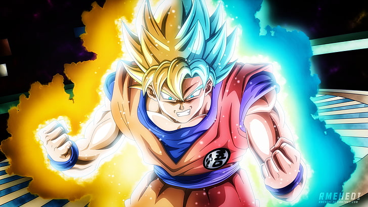 Son Goku wallpaper, Dragon Ball Super, multi colored, representation