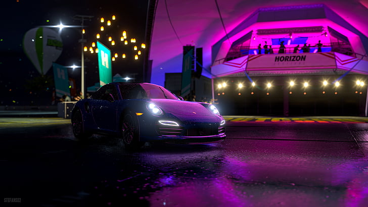 purple and black Porsche sports car near Horizon wallpaper, Forza Horizon 3