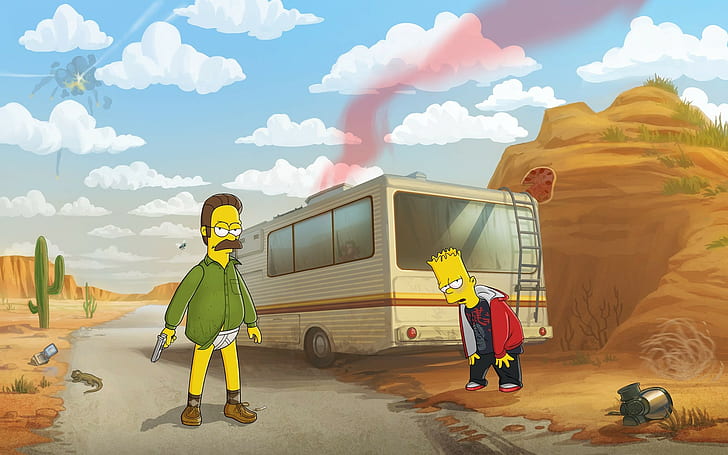 Breaking Bad, The Simpsons, Bart Simpson, humor, crossover, HD wallpaper