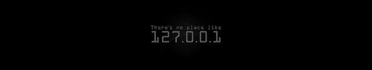 there's no place like 127.0.0.1 poster, triple screen, simple background, HD wallpaper