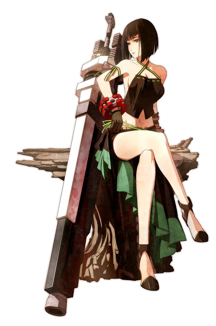 woman holding rifle illustration, God Eater, Sakuya Tachibana, HD wallpaper
