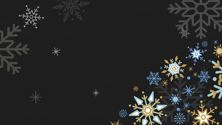 dark, graphics, snowflake, snowflakes, christmas, HD wallpaper