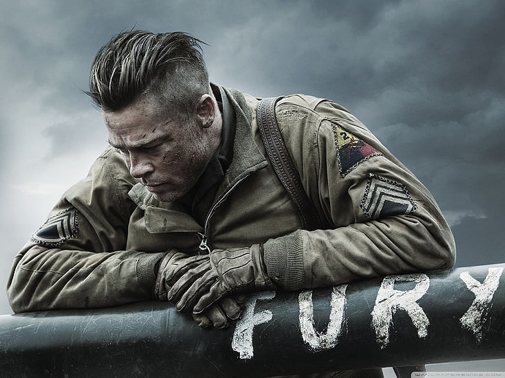 Fury Movie, tank, Brad Pitt, one person, cloud - sky, males, adult