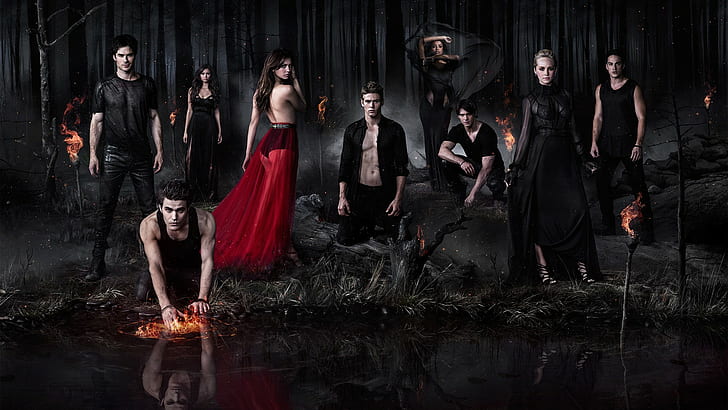 The Vampire Diaries, TV Series, Poster, Paul Wesley, Ian Somerhalder, Nina Dobrev, HD wallpaper
