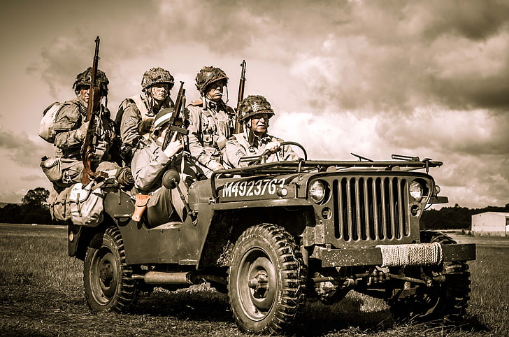 weapons, soldiers, equipment, Jeep, 