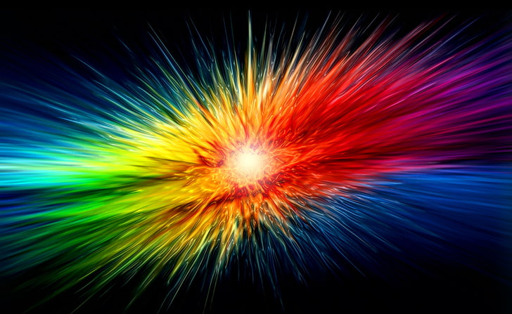 Colors Splash 1, red, yellow, green, and blue explosion painting, HD wallpaper