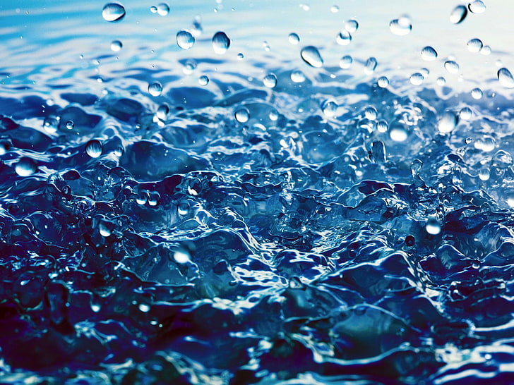 water splash, water drops, macro, waves, full frame, backgrounds, HD wallpaper