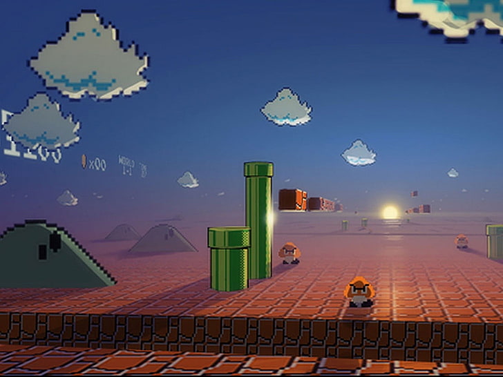Vídeo Antigo Jogo Retro Super Mario Bros Fundo Cenário Clássico De