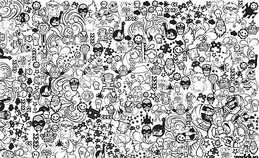 HD wallpaper: Comics Black And White, doodle art, Aero, Vector Art, crowd,  group of people | Wallpaper Flare