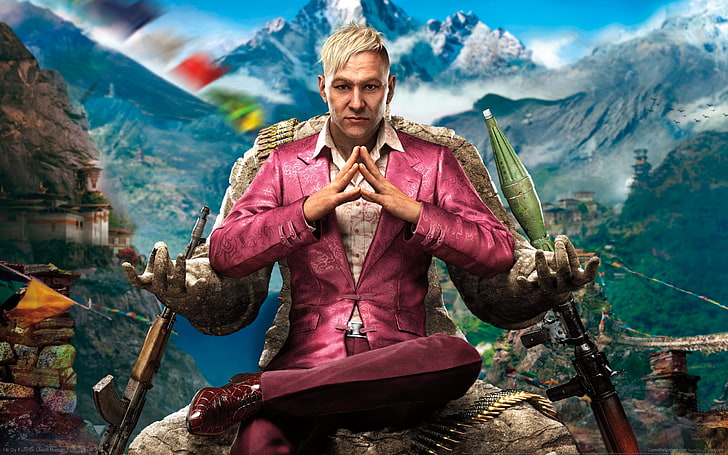 Far Cry 4 game cover, artwork, Pagan Min, video games, mountain