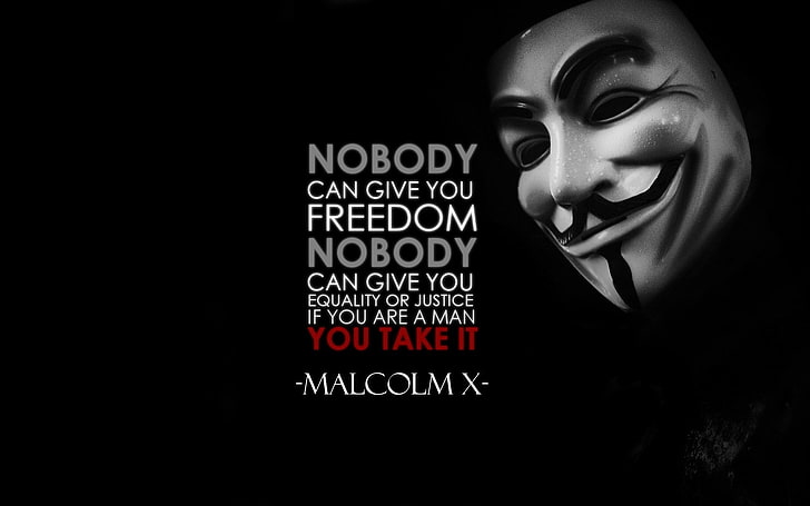 guy fawkes mask with text overlay, typography, quote, Anonymous, HD wallpaper