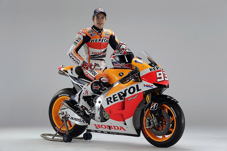 Marc Marquez, Moto GP, Repsol Honda, studio shot, motorcycle, HD wallpaper