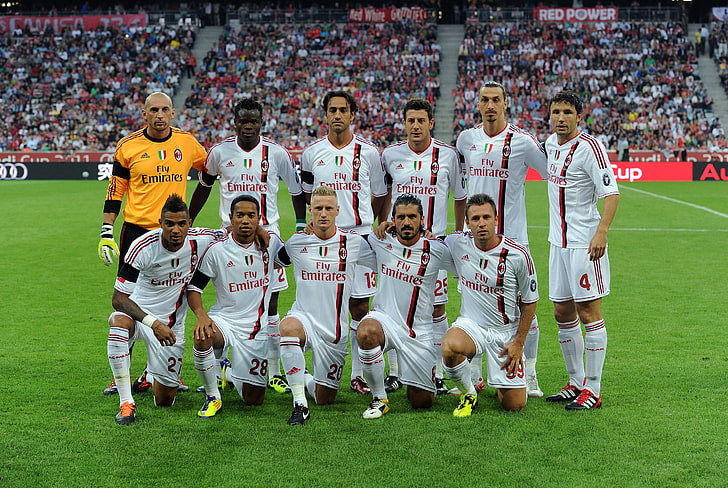 men's white and red soccer jersey shirt, Milan, pato, football Wallpaper, HD wallpaper