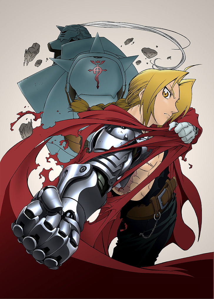 anime, Full Metal Alchemist, Elric Edward, Elric Alphonse, red, HD wallpaper