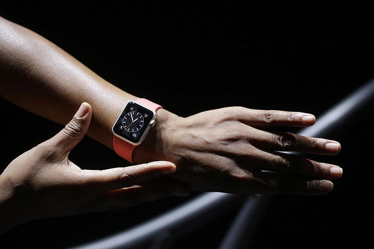 space gray Apple Watch, arms, hands, human hand, one person, human body part