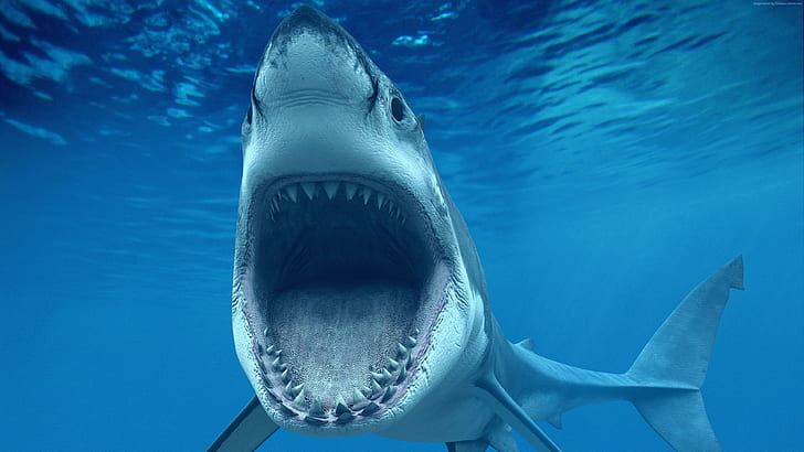 White Shark, Caribbean, Aruba, tourism, diving, sharks, jaws, HD wallpaper