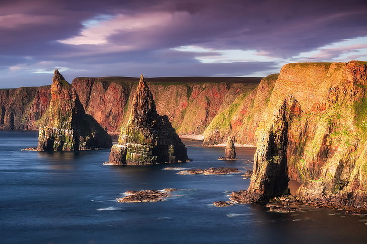Scotland, coast, nature, cliff, sea, HD wallpaper