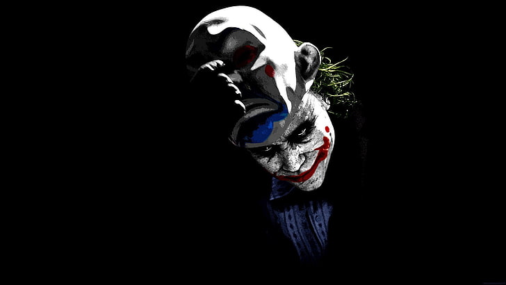 The Joker wallpaper, Batman, mask, The Dark Knight, artwork, black background, HD wallpaper