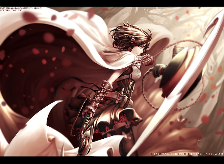 digital painting of female character with chain blades, fantasy art, HD wallpaper
